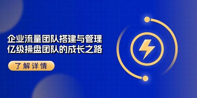 企业 流量团队-搭建与管理，亿级 操盘团队的成长之路(28节课-有道资源网