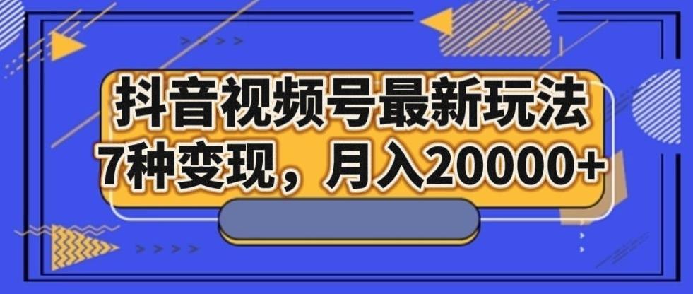 抖音视频号最新玩法，7种变现，月入20000+-有道资源网