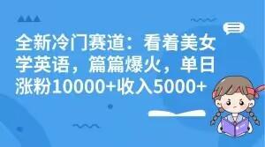 全新冷门赛道：看着美女学英语，篇篇爆火，单日涨粉10000+收入5000+-有道资源网