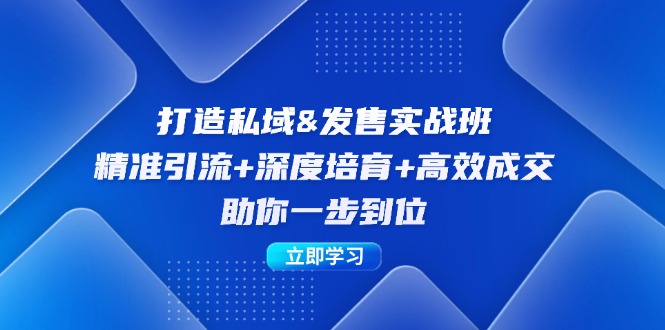 打造私域&发售实操班：精准引流+深度培育+高效成交，助你一步到位-有道资源网