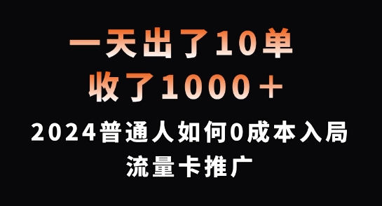 一天出了10单，收了1000+，2024普通人如何0成本入局流量卡推广【揭秘】-有道资源网