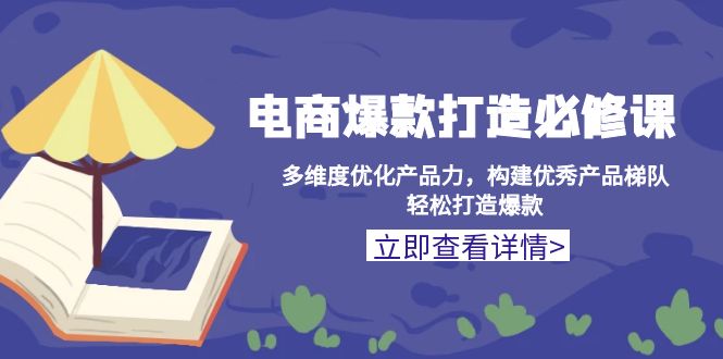 电商爆款打造必修课：多维度优化产品力，构建优秀产品梯队，轻松打造爆款-有道资源网