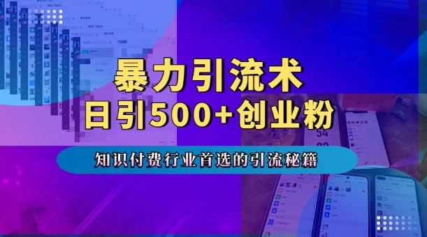 暴力引流术，专业知识付费行业首选的引流秘籍，一天暴流500+创业粉，五个手机流量接不完!-有道资源网