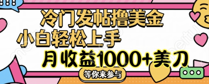 冷门发帖撸美金项目，月收益1000+美金，简单无脑，干就完了【揭秘】-有道资源网