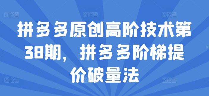 拼多多原创高阶技术第38期，拼多多阶梯提价破量法-有道资源网