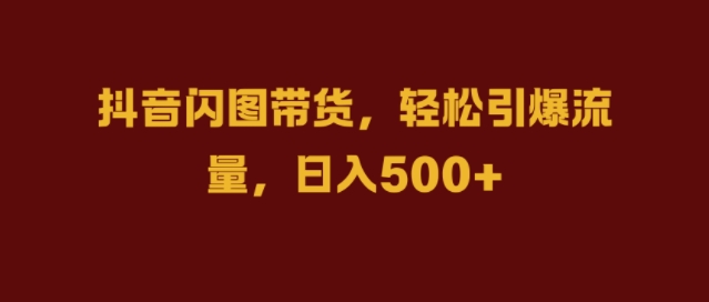 抖音闪图带货，轻松引爆流量，日入几张【揭秘】-有道资源网