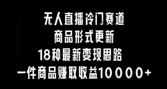 无人直播冷门赛道，商品形式更新，18种变现思路，一件商品赚取收益10000+【揭秘】-有道资源网