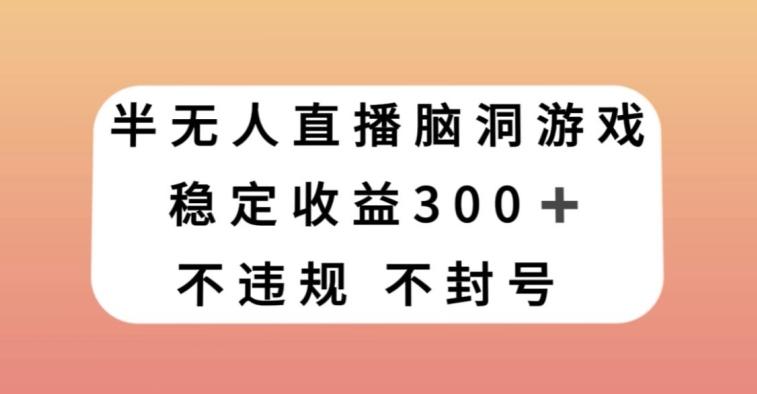 半无人直播脑洞小游戏，每天收入300+，保姆式教学小白轻松上手【揭秘】-有道资源网