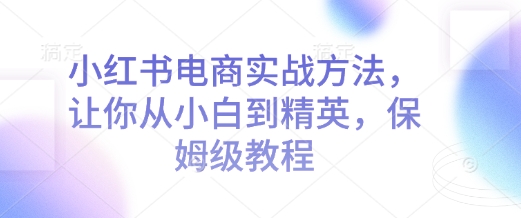 小红书电商实战方法，让你从小白到精英，保姆级教程-有道资源网