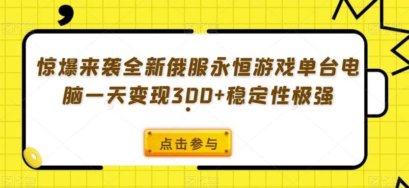 惊爆来袭全新俄服永恒游戏单台电脑一天变现300+稳定性极强-有道资源网