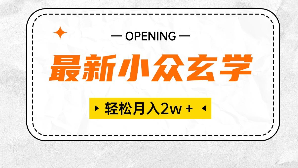 最新小众玄学项目，保底月入2W＋ 无门槛高利润，小白也能轻松掌握-有道资源网