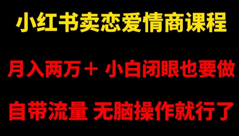 小红书卖恋爱情商课程，月入两万＋，小白闭眼也要做，自带流量，无脑操作就行了【揭秘】-有道资源网