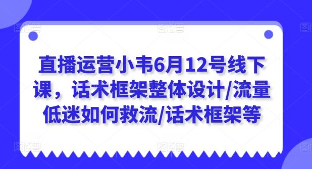 直播运营小韦6月12号线下课，话术框架整体设计/流量低迷如何救流/话术框架等-有道资源网