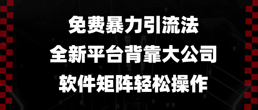 免费暴力引流法，全新平台，背靠大公司，软件矩阵轻松操作-有道资源网