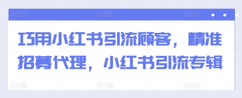 巧用小红书引流顾客，精准招募代理，小红书引流专辑-有道资源网