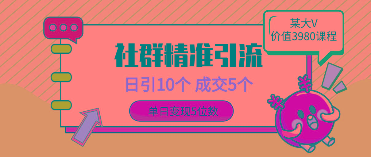 (9870期)社群精准引流高质量创业粉，日引10个，成交5个，变现五位数-有道资源网