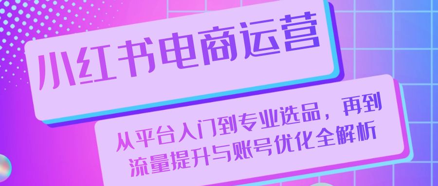 小红书电商运营：从平台入门到专业选品，再到流量提升与账号优化全解析-有道资源网