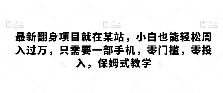 最新翻身项目就在某站，小白也能轻松周入过万，只需要一部手机，零门槛，零投入，保姆式教学-有道资源网