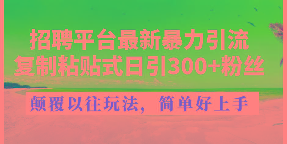 招聘平台最新暴力引流，复制粘贴式日引300+粉丝，颠覆以往垃圾玩法，简…-有道资源网