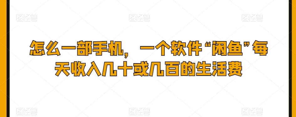 怎么一部手机，一个软件“闲鱼”每天收入几十或几百的生活费-有道资源网