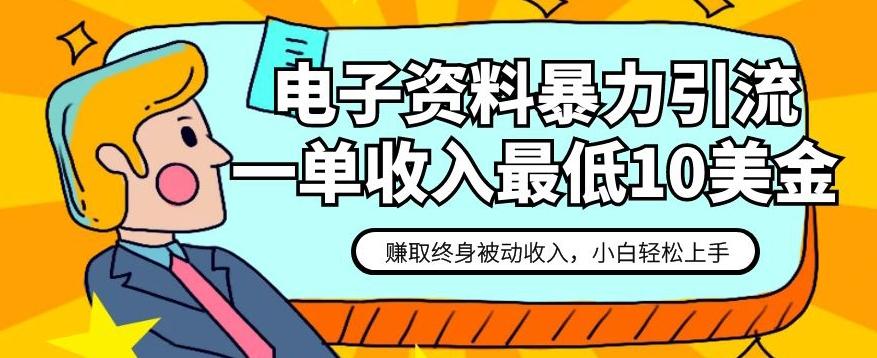 电子资料暴力引流，一单最低10美金，赚取终身被动收入，保姆级教程【揭秘】-有道资源网