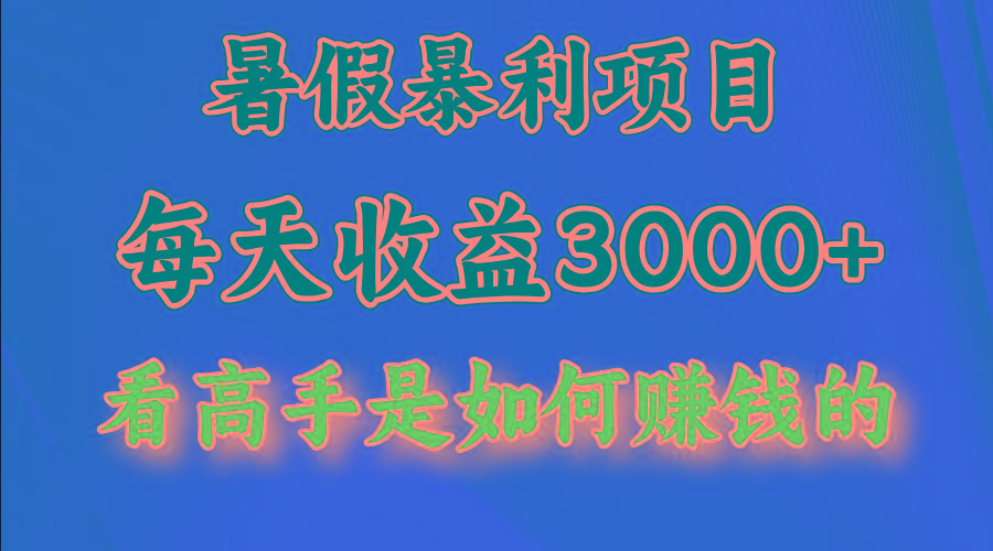 暑假暴利项目，每天收益3000+ 努努力能达到5000+，暑假大流量来了-有道资源网