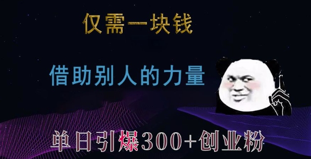 仅需一块钱，借助别人的力量，单日引爆300+创业粉、兼职粉【揭秘】-有道资源网