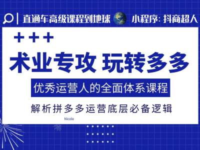 术业专攻玩转多多，优秀运营人的全面体系课程，解析拼多多运营底层必备逻辑-有道资源网