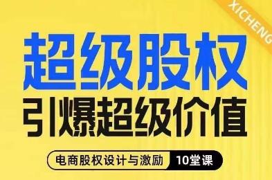 超级股权引爆超级价值，电商股权设计与激励10堂线上课-有道资源网