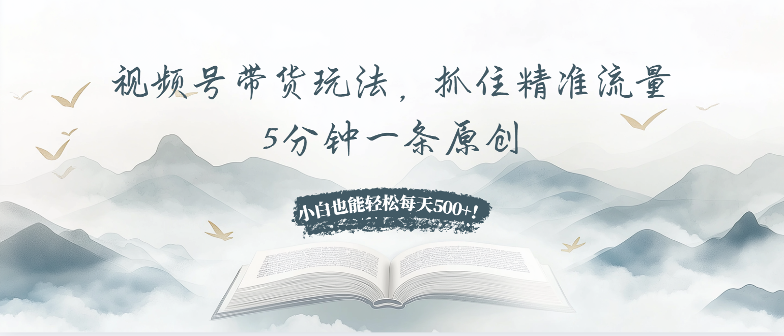 视频号带货玩法，抓住精准流量，5分钟一条原创，小白也能轻松每天500+！-有道资源网