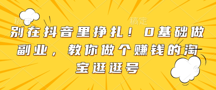 别在抖音里挣扎！0基础做副业，教你做个赚钱的淘宝逛逛号-有道资源网