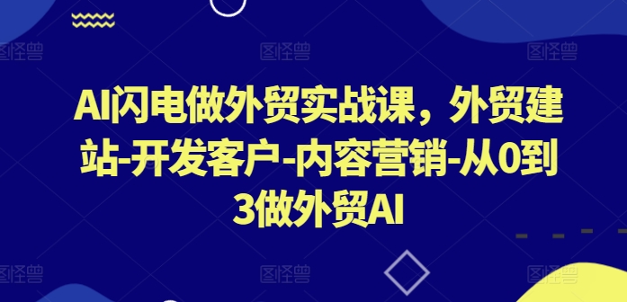 AI闪电做外贸实战课，​外贸建站-开发客户-内容营销-从0到3做外贸AI(更新)-有道资源网