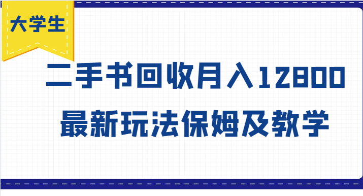 大学生创业风向标，二手书回收月入12800，最新玩法保姆及教学-有道资源网