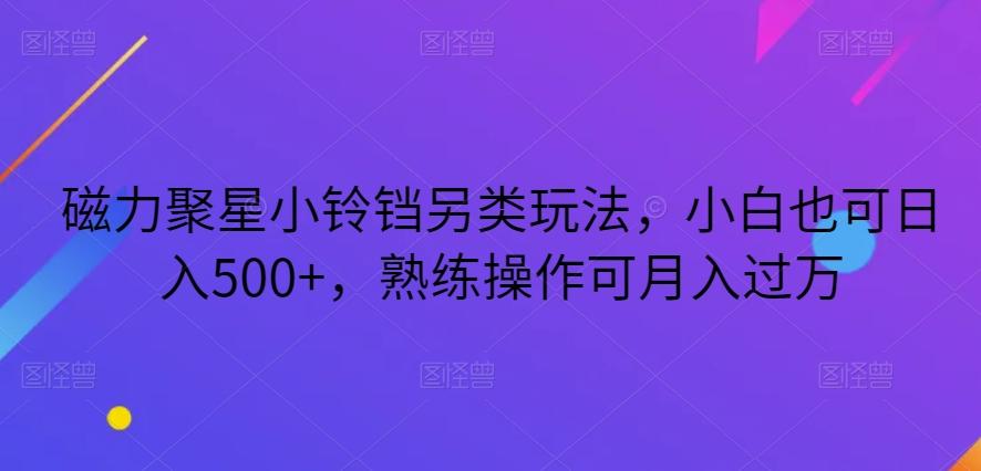 磁力聚星小铃铛另类玩法，小白也可日入500+，熟练操作可月入过万-有道资源网