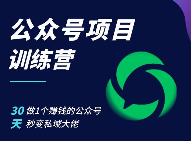 公众号项目训练营，30天做1个赚钱的公众号，秒变私域大佬-有道资源网