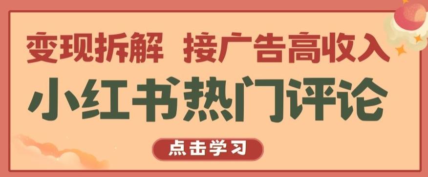 小红书热门评论，变现拆解，接广告高收入【揭秘 】-有道资源网