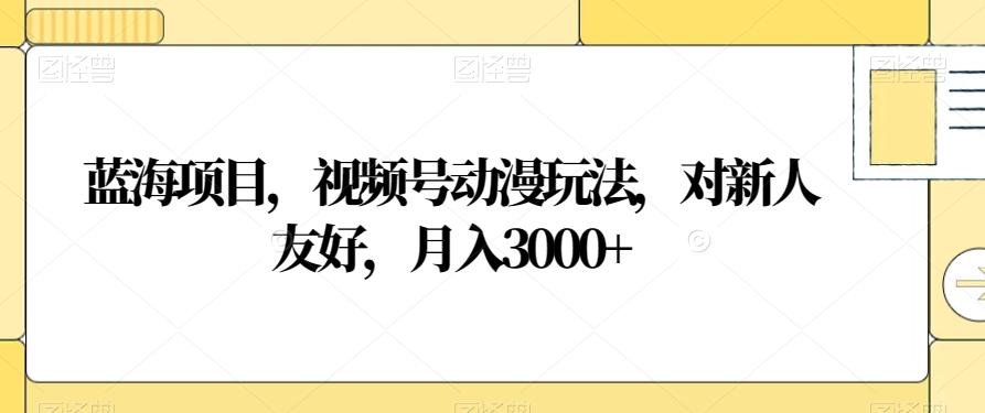 蓝海项目，视频号动漫玩法，对新人友好，月入3000+【揭秘】-有道资源网