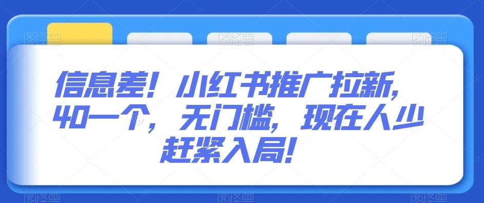 信息差！小红书推广拉新，40一个，无门槛，现在人少赶紧入局！-有道资源网