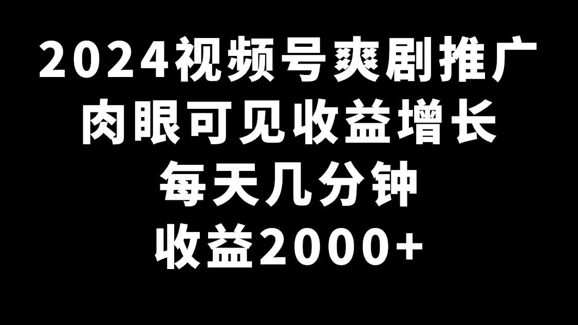 2024视频号爽剧推广，肉眼可见的收益增长，每天几分钟收益2000+-有道资源网