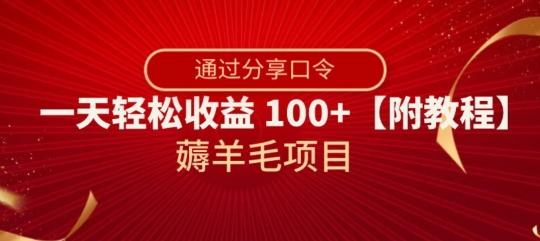 薅羊毛项目，靠分享口令，一天轻松收益100+【附教程】【揭秘】-有道资源网