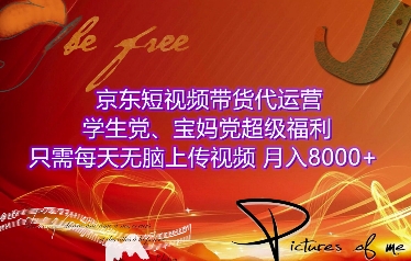 京东短视频带货代运营，学生党、宝妈党超级福利，只需每天无脑上传视频，月入8000+【仅揭秘】-有道资源网