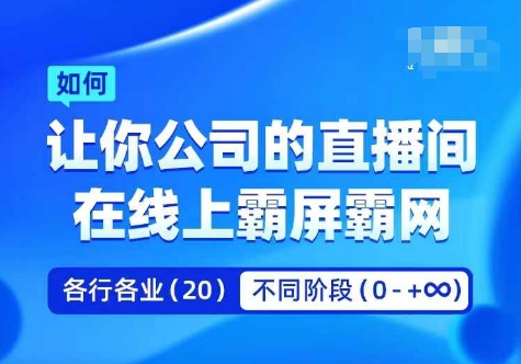 企业矩阵直播霸屏实操课，让你公司的直播间在线上霸屏霸网-有道资源网