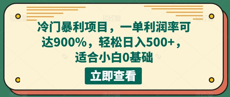 冷门暴利项目，一单利润率可达900%，轻松日入500+，适合小白0基础-有道资源网