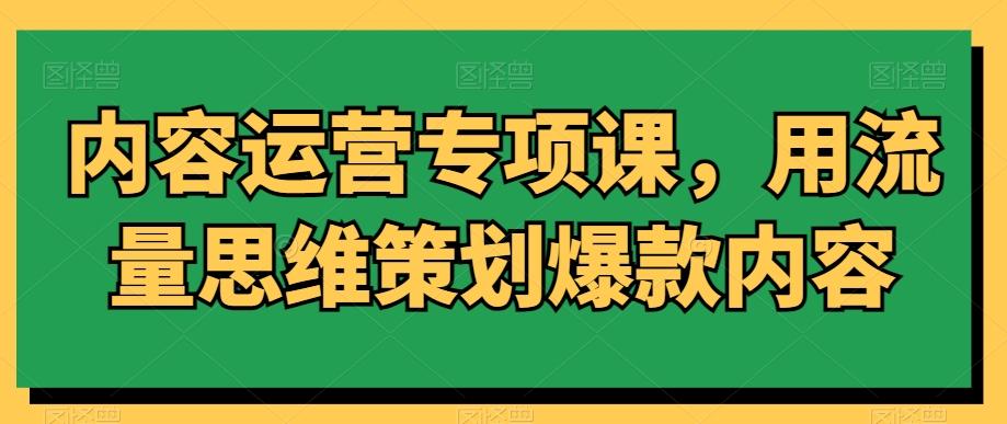 内容运营专项课，用流量思维策划爆款内容-有道资源网