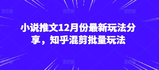 小说推文12月份最新玩法分享，知乎混剪批量玩法-有道资源网