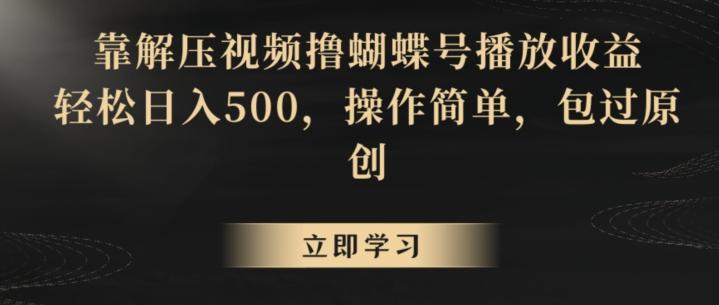 靠解压视频撸蝴蝶号播放收益，轻松日入500，操作简单，包过原创【揭秘】-有道资源网