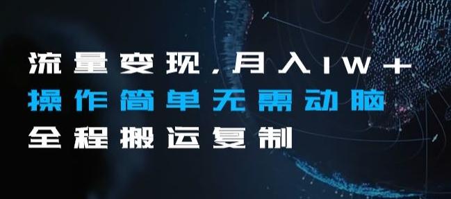 流量变现，月入1W+操作简单无需动脑全程搬运复制【揭秘】-有道资源网