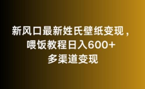 新风口最新姓氏壁纸变现，喂饭教程日入600+【揭秘】-有道资源网