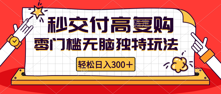 零门槛无脑独特玩法 轻松日入300+秒交付高复购   矩阵无上限-有道资源网