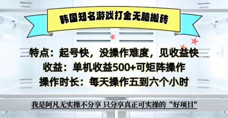 全网首发海外知名游戏打金无脑搬砖单机收益500+ 即做！即赚！当天见收益！-有道资源网